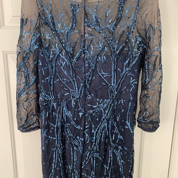 David Meister Blue Sequin Cocktail Dress - Picture 2 of 3